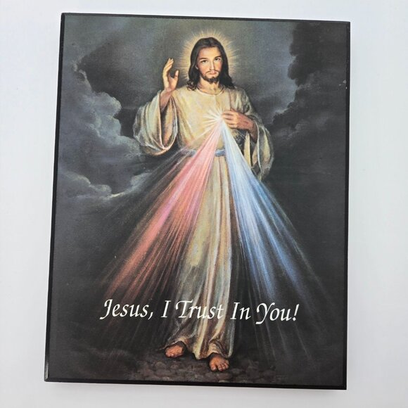 Divine Mercy Religious Wall Decor Wooden Plaque "Jesus I Trust In You!"Canada - Picture 3 of 8
